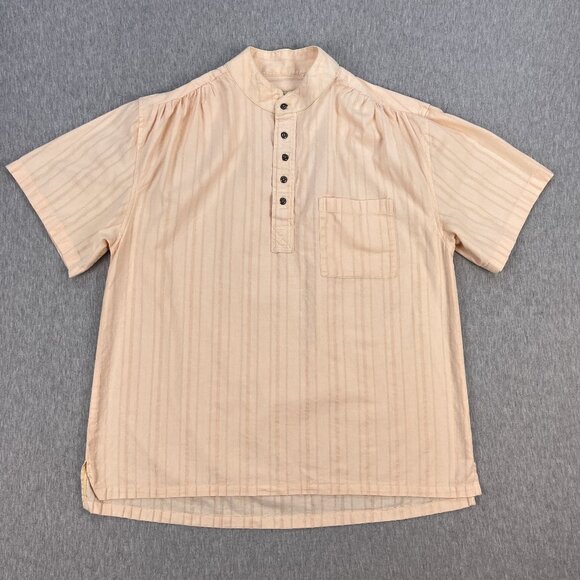 Scully Grandfather Shirt Mens L Short Sleeve Pale Pink Ruffled Western Historic - Picture 1 of 9